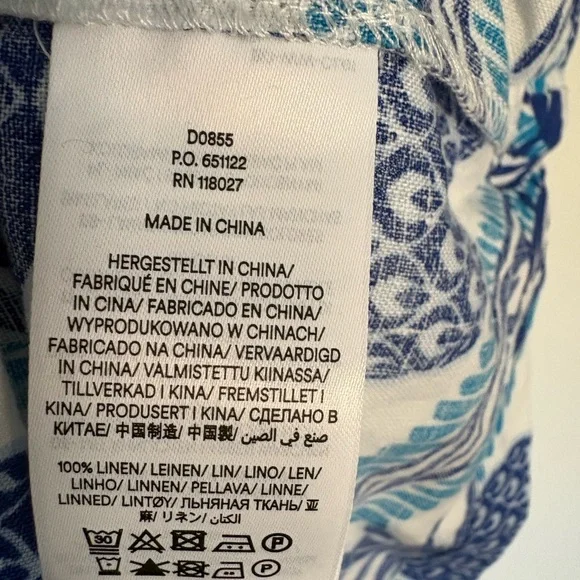 Boden dress NWT 4 Sophia Linen Short Dress Blue Pineapple Print online $235 - Picture 10 of 10